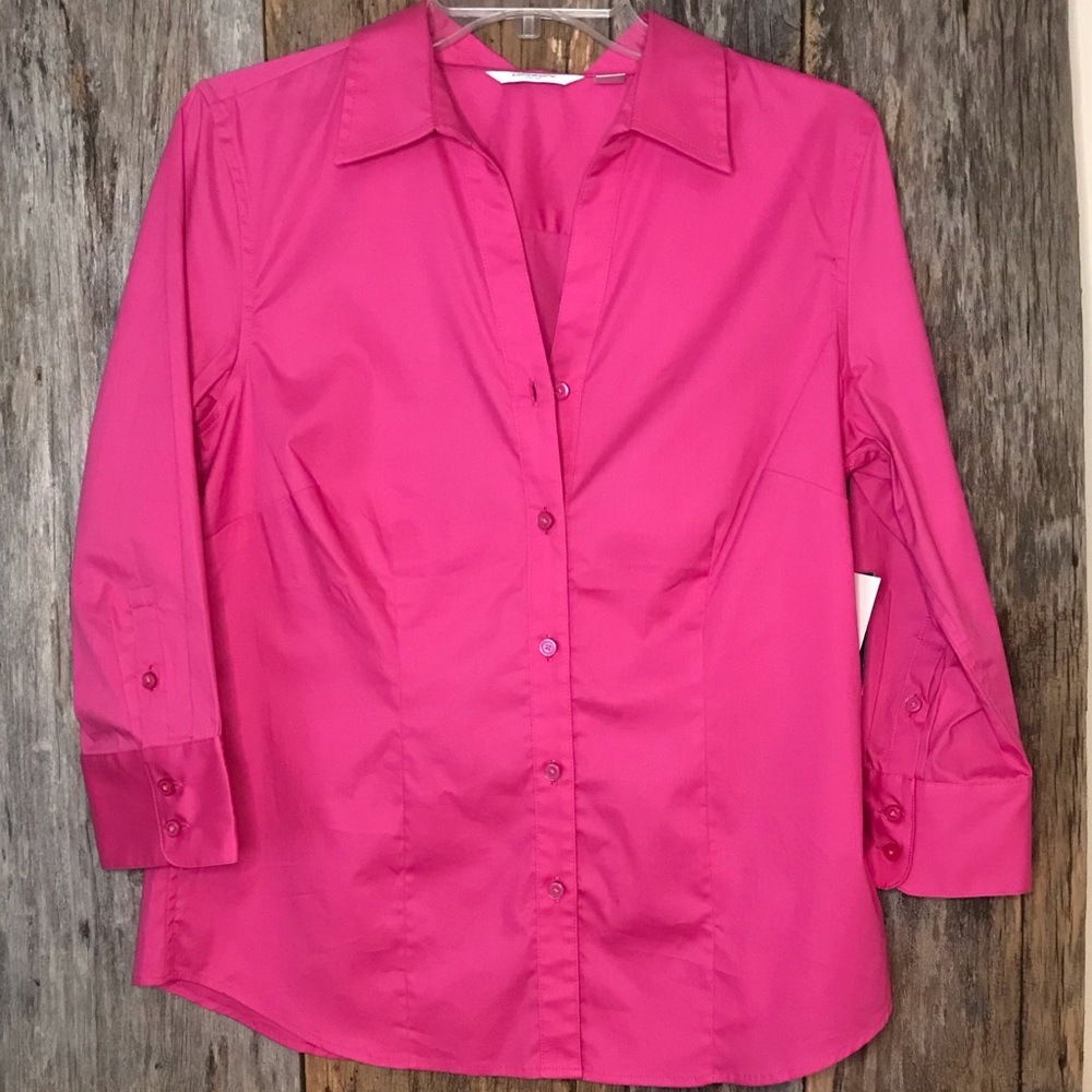 Liz Claiborne Pink Collared Button Up 3/4 Sleeve